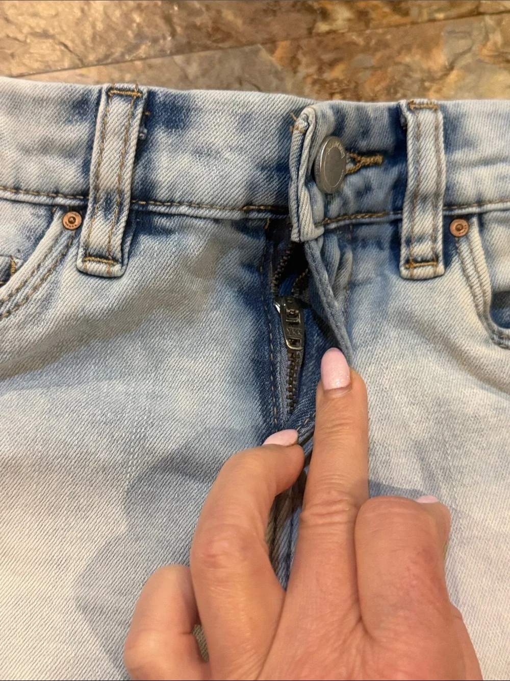 Blank NYC Light Blue Frayed Hem Denim Shorts